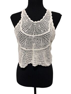 Volcom Cream Crochet Halter Camisole
